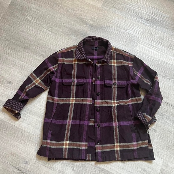 Madewell Purple plaid oversized shacket - Picture 6 of 9